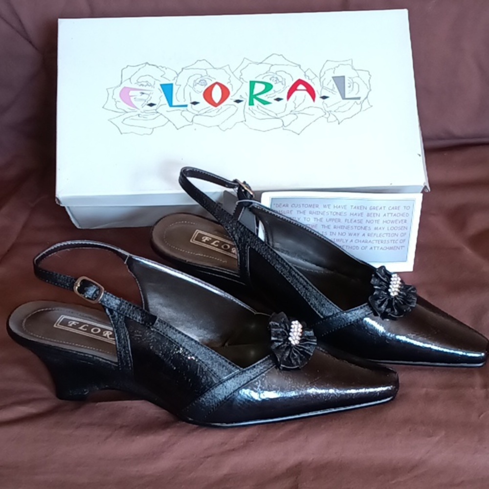 Floral Patent Slingback